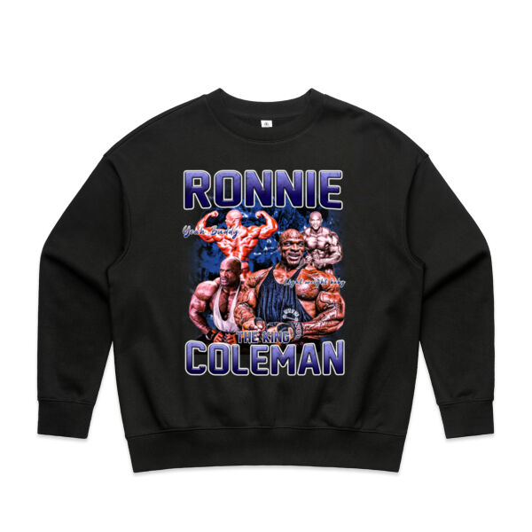 Womens Oversized Heavy Weight Crew - Ronnie Coleman Graphic Blue Thumbnail