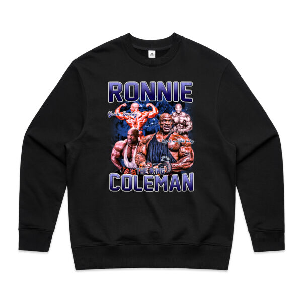 Mens Oversized Heavy Weight Crew - Ronnie Coleman Graphic Blue Thumbnail