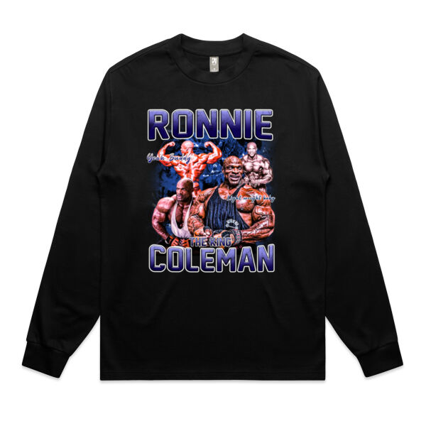 Mens Oversized Heavy Weight Longsleeve - Ronnie Coleman Graphic Blue Thumbnail