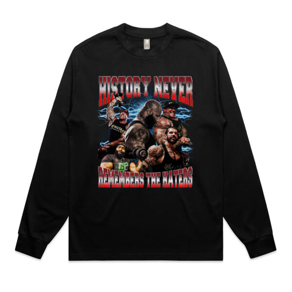 Mens Oversized Heavy Longsleeve - History Never Remembers The Haters  Thumbnail